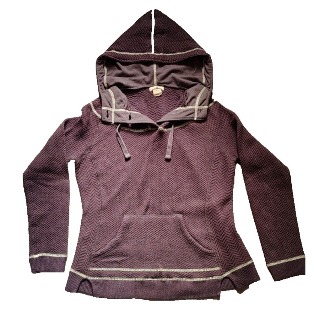 ASCEND Sweatshirt Large Womens Angora Blend Hoodie Buttons Pocket